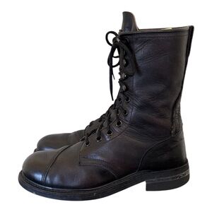 Vintage Boots-Black Boots-Combat Boots-US Men Size 11-Work Boots-Steel Toe Boots